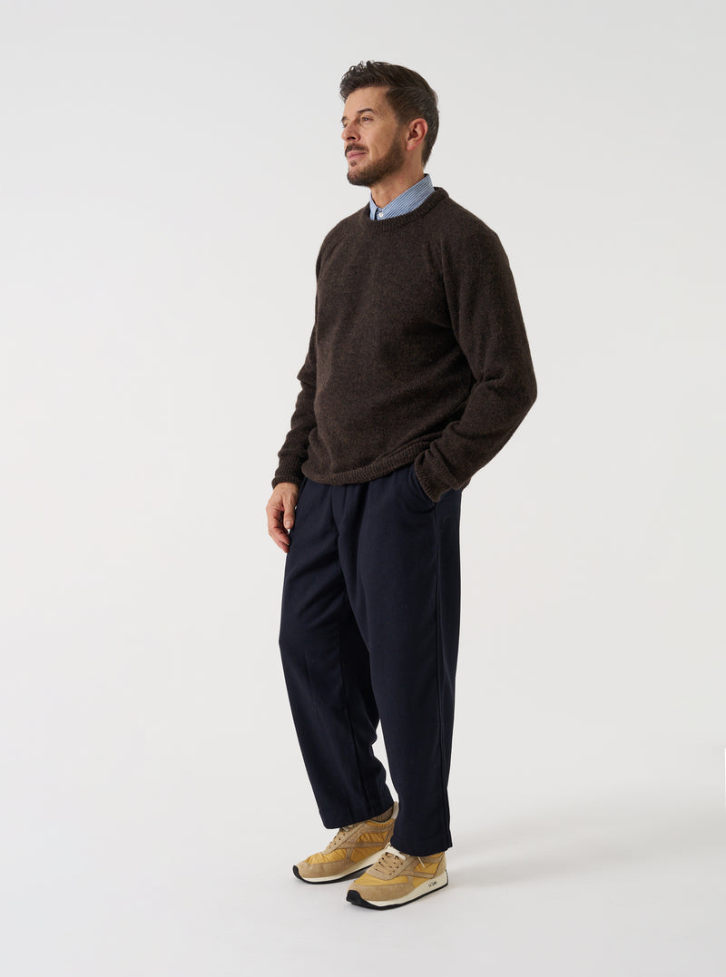 Brown Alpaca Knit Lyon Crew