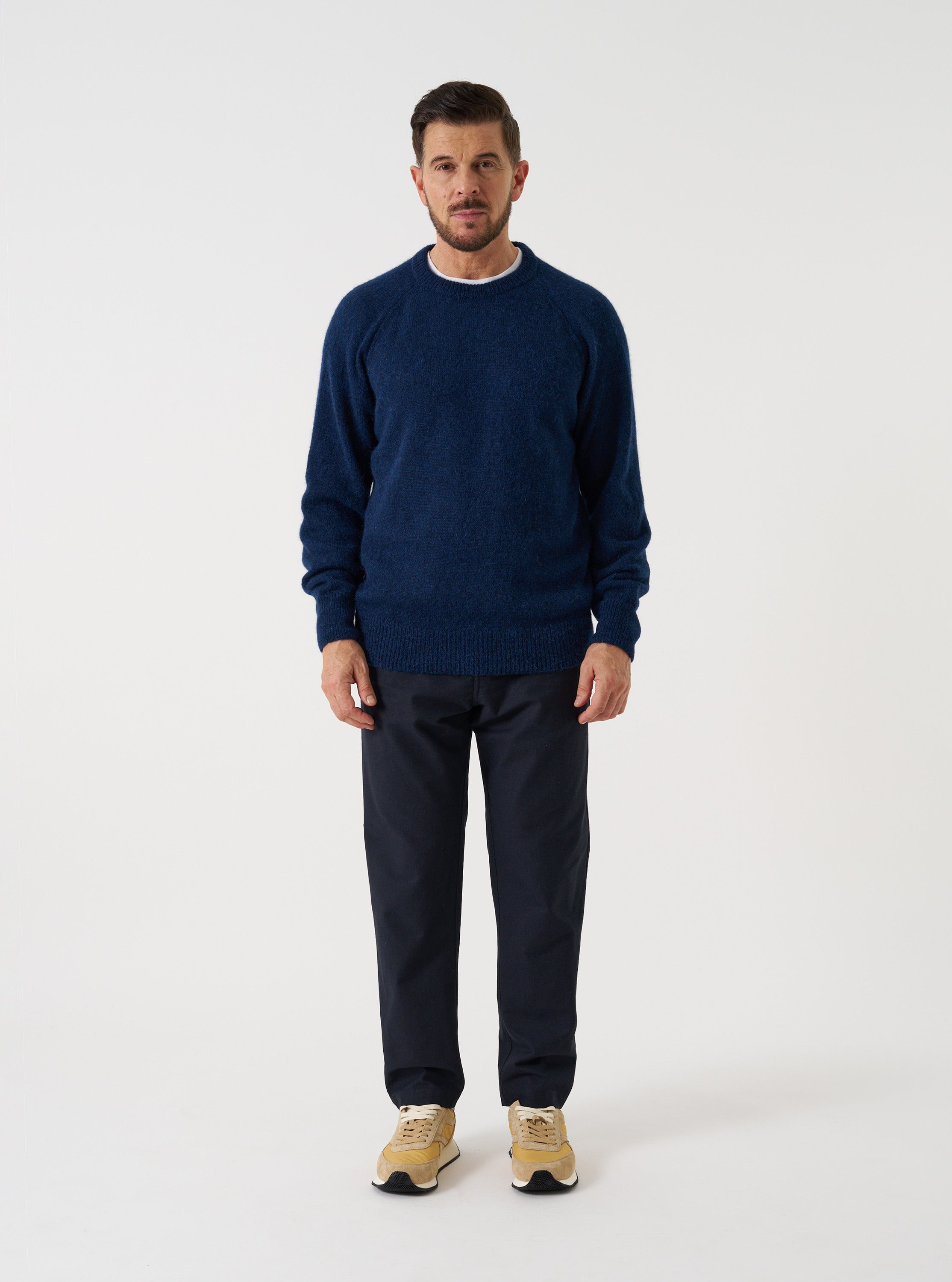 Universal Works Navy Alpaca Knit David Cardigan | King's Cross
