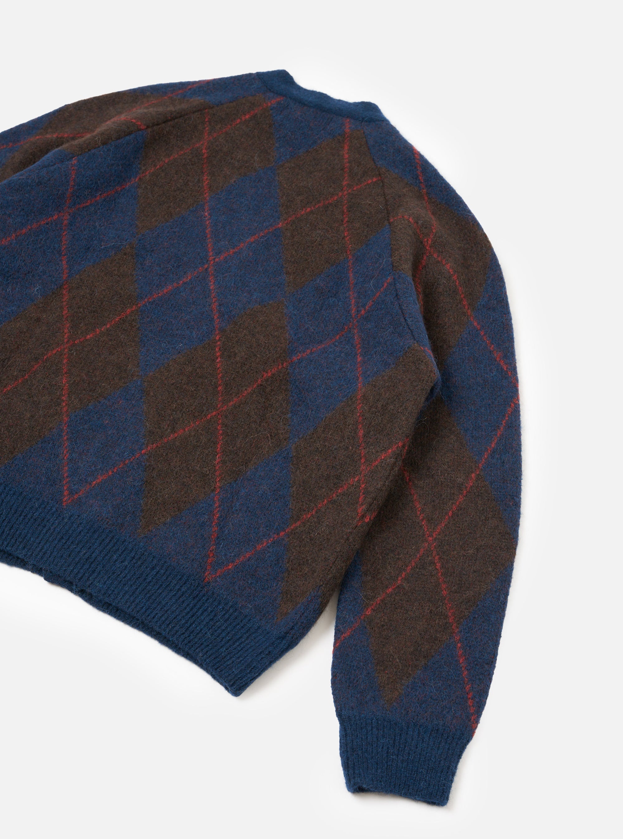 Navy Alpaca Argyle David Cardigan
