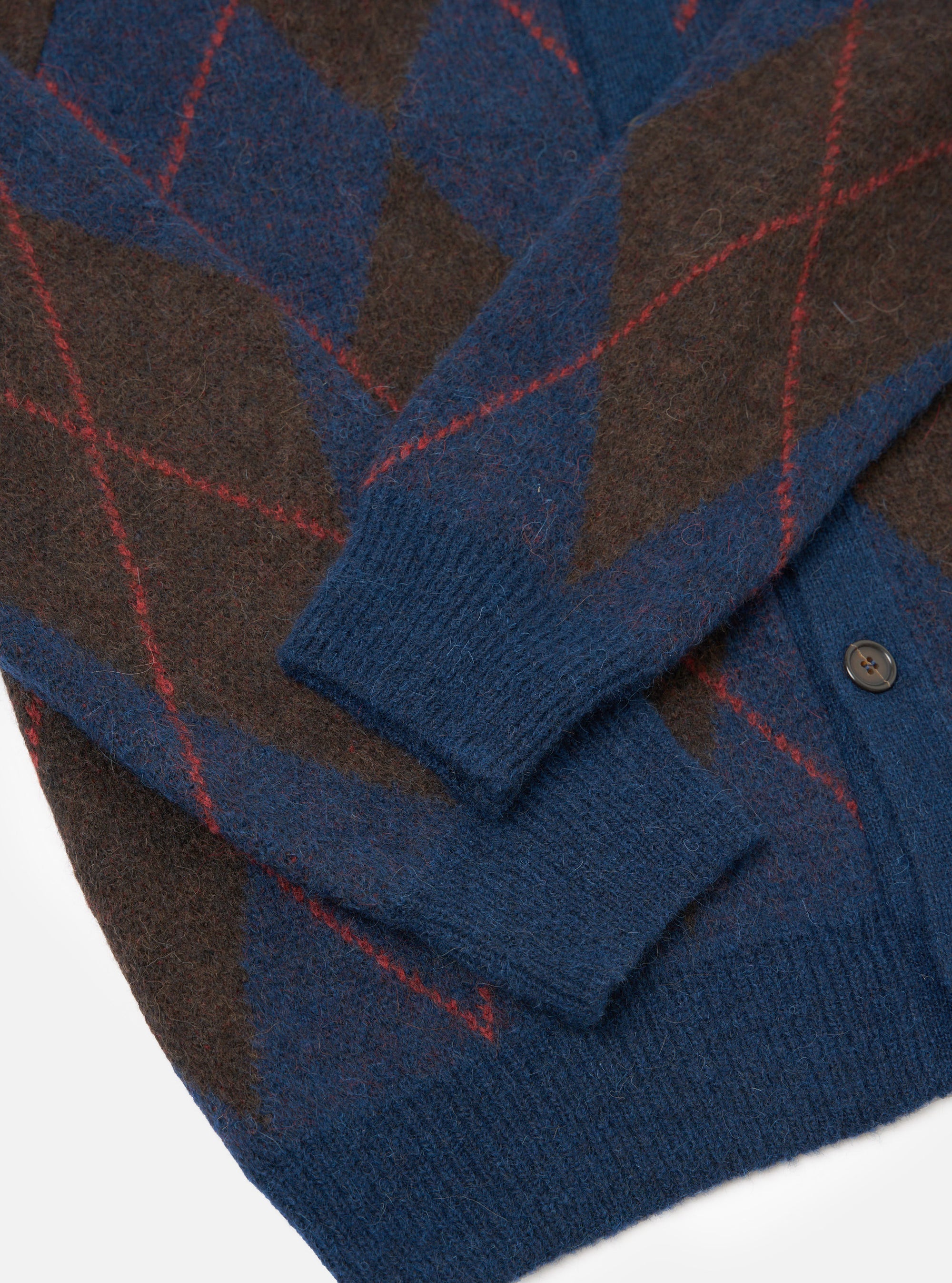 Navy Alpaca Argyle David Cardigan