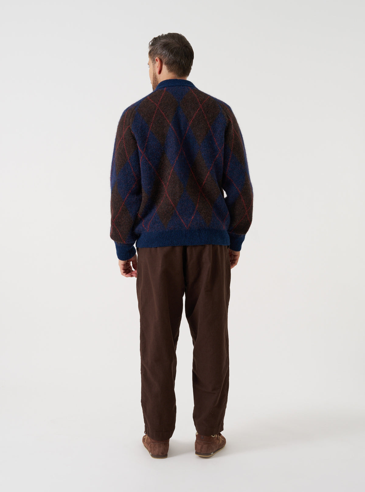Navy Alpaca Argyle David Cardigan
