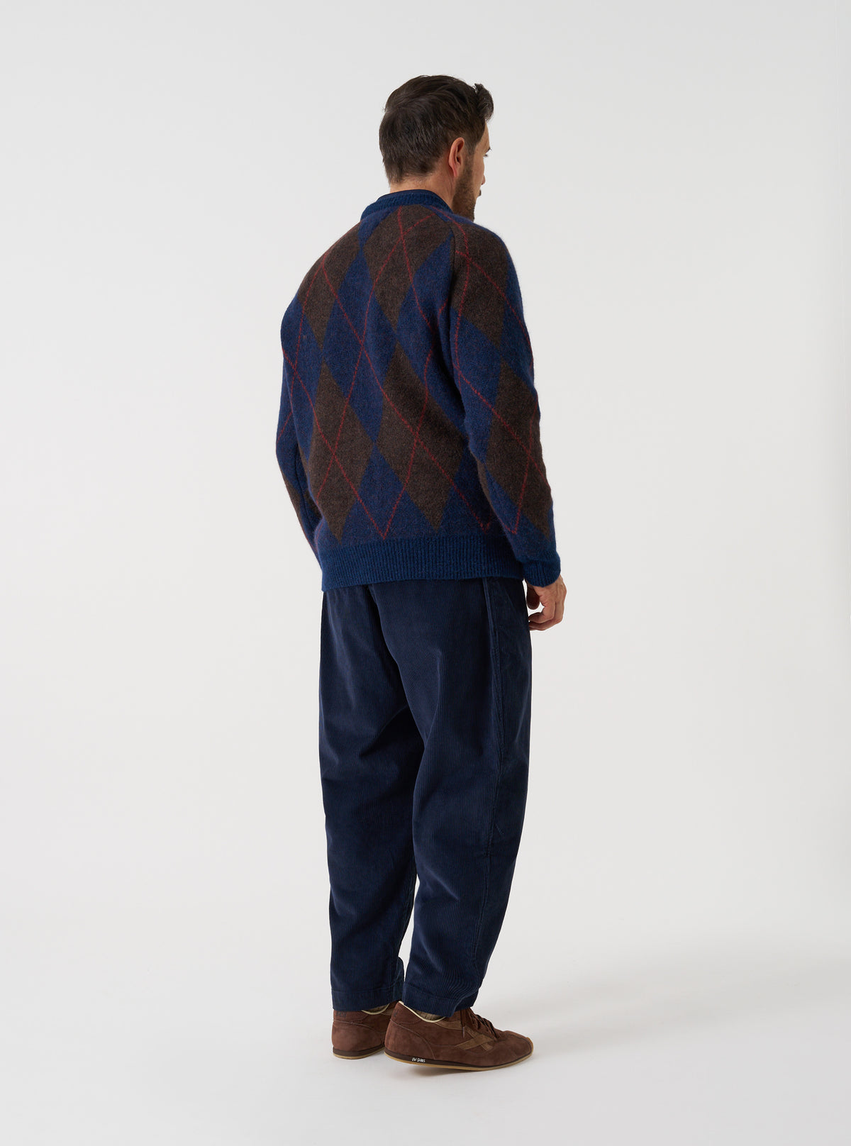 Navy Alpaca Argyle Lyon Crew