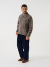 Ecru/Brown Lambswool Zip Cardigan