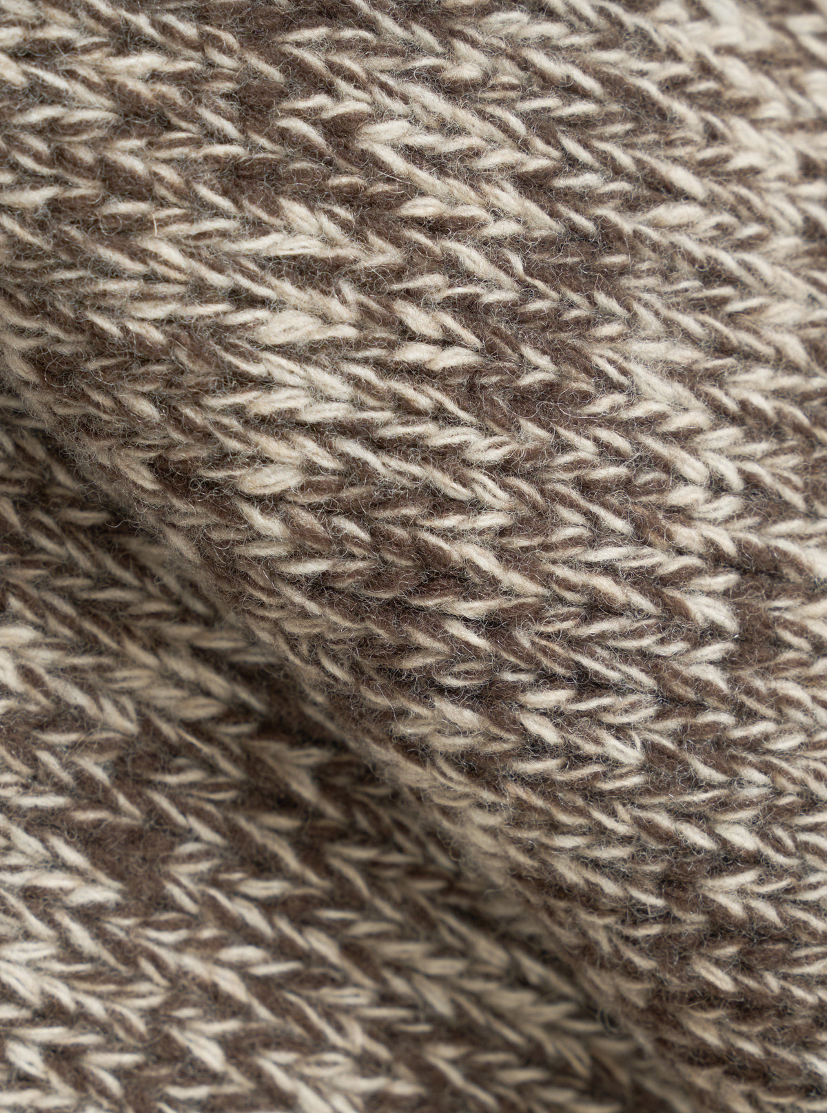Ecru/Brown Lambswool Zip Cardigan