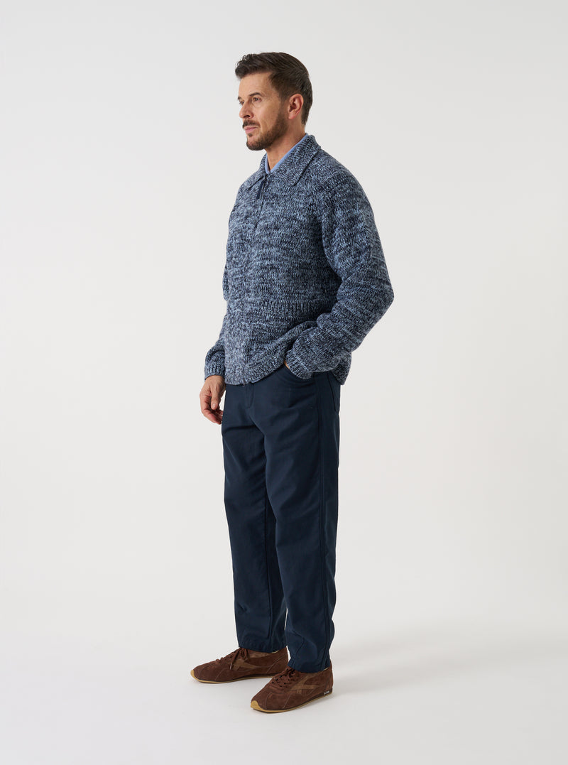 Sky/Navy Lambswool Zip Cardigan