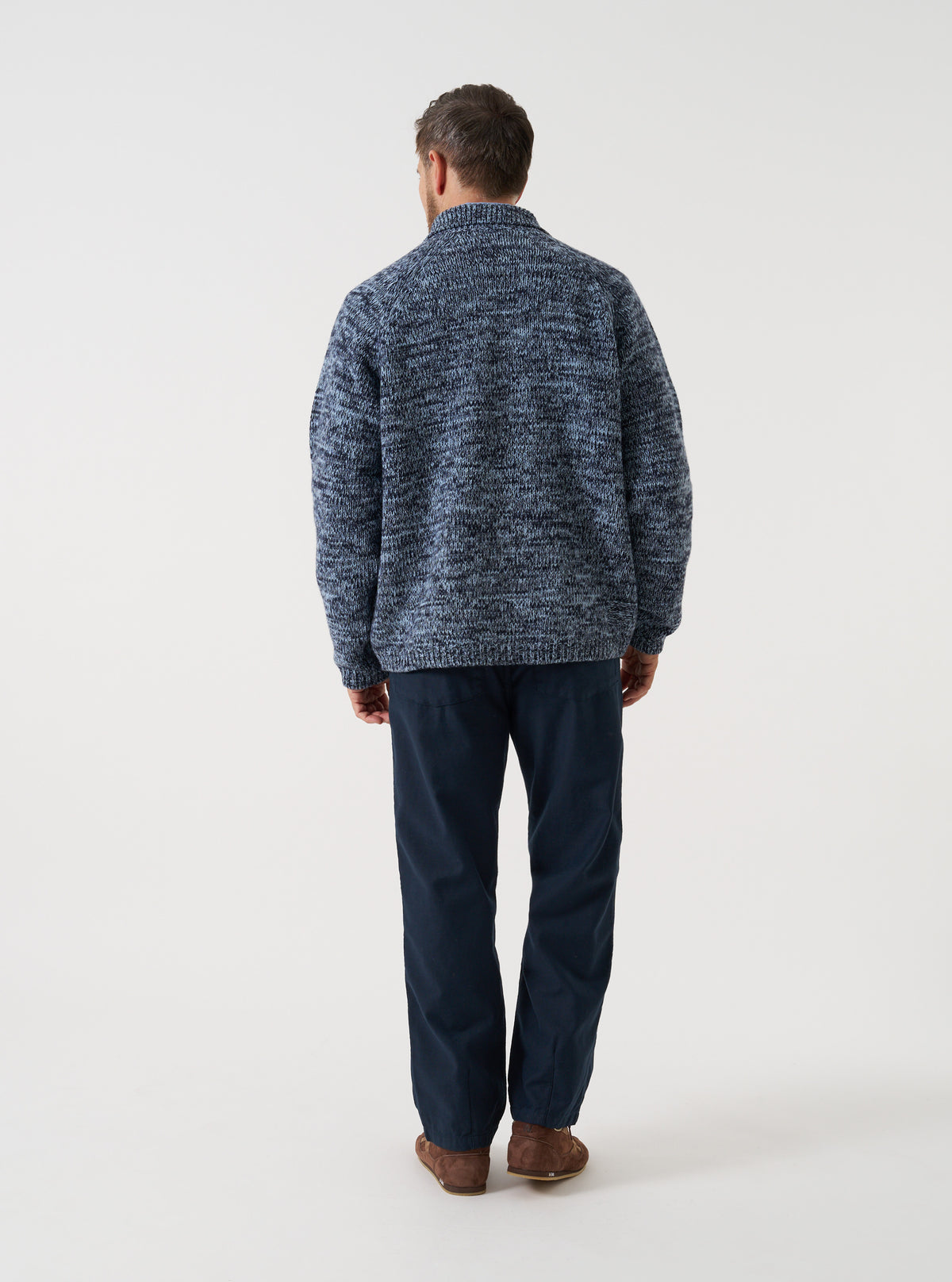 Sky/Navy Lambswool Zip Cardigan