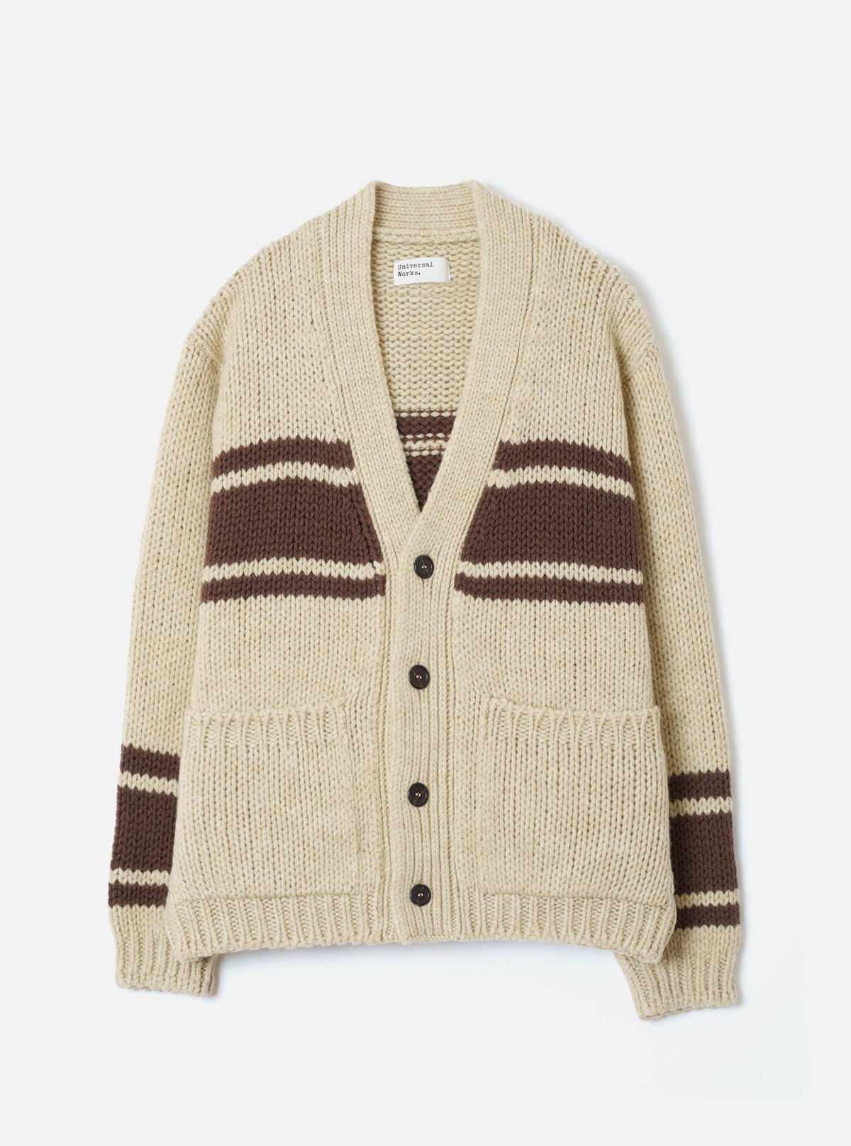 Ecru Chunky Knit Stripe Langdale Cardigan