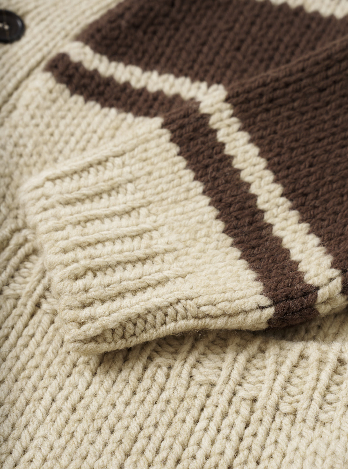 Ecru Chunky Knit Stripe Langdale Cardigan