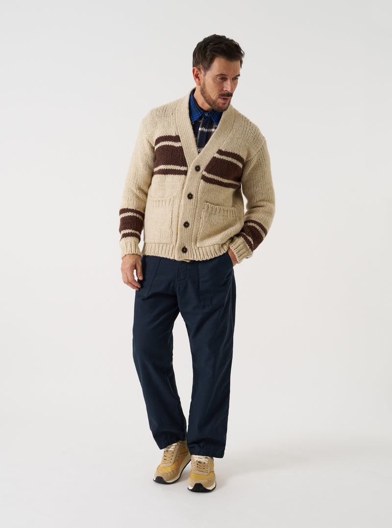 Ecru Chunky Knit Stripe Langdale Cardigan