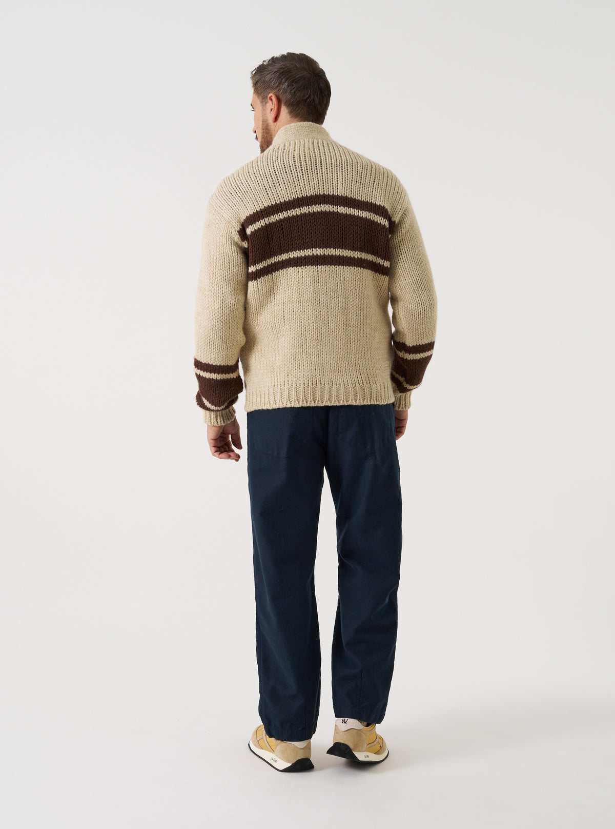 Ecru Chunky Knit Stripe Langdale Cardigan