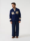 Navy Chunky Knit Stripe Langdale Cardigan