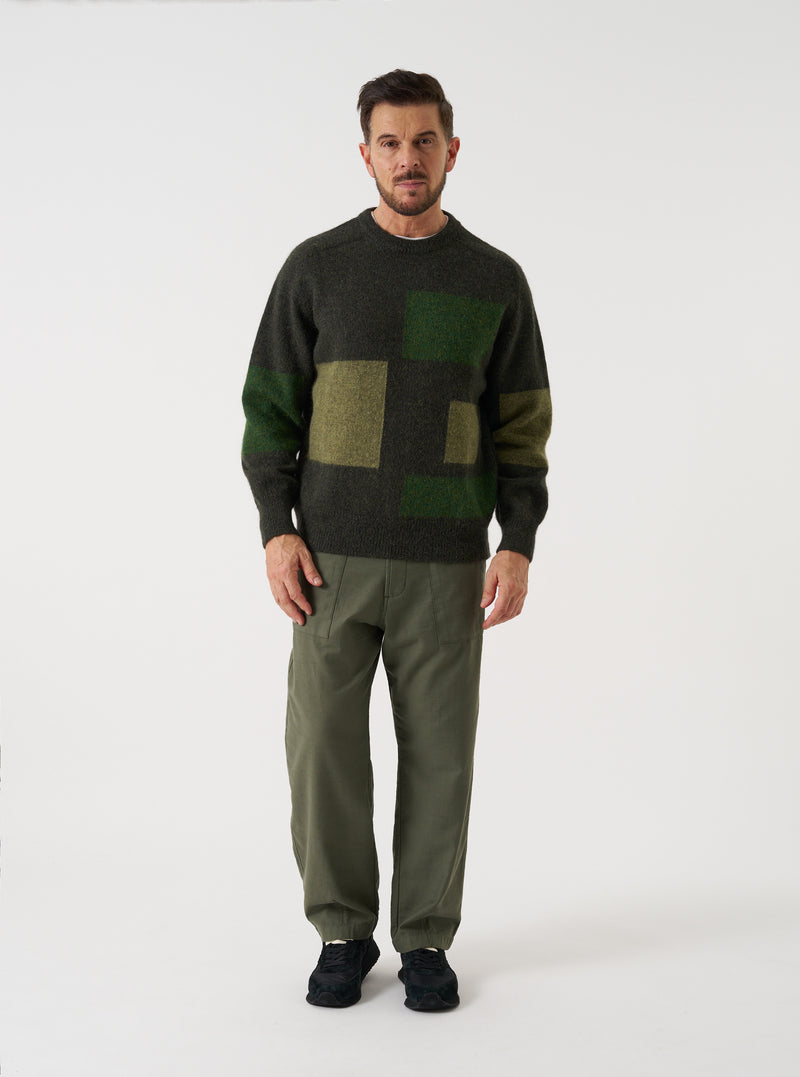 Olive British Wool Lyon Crew