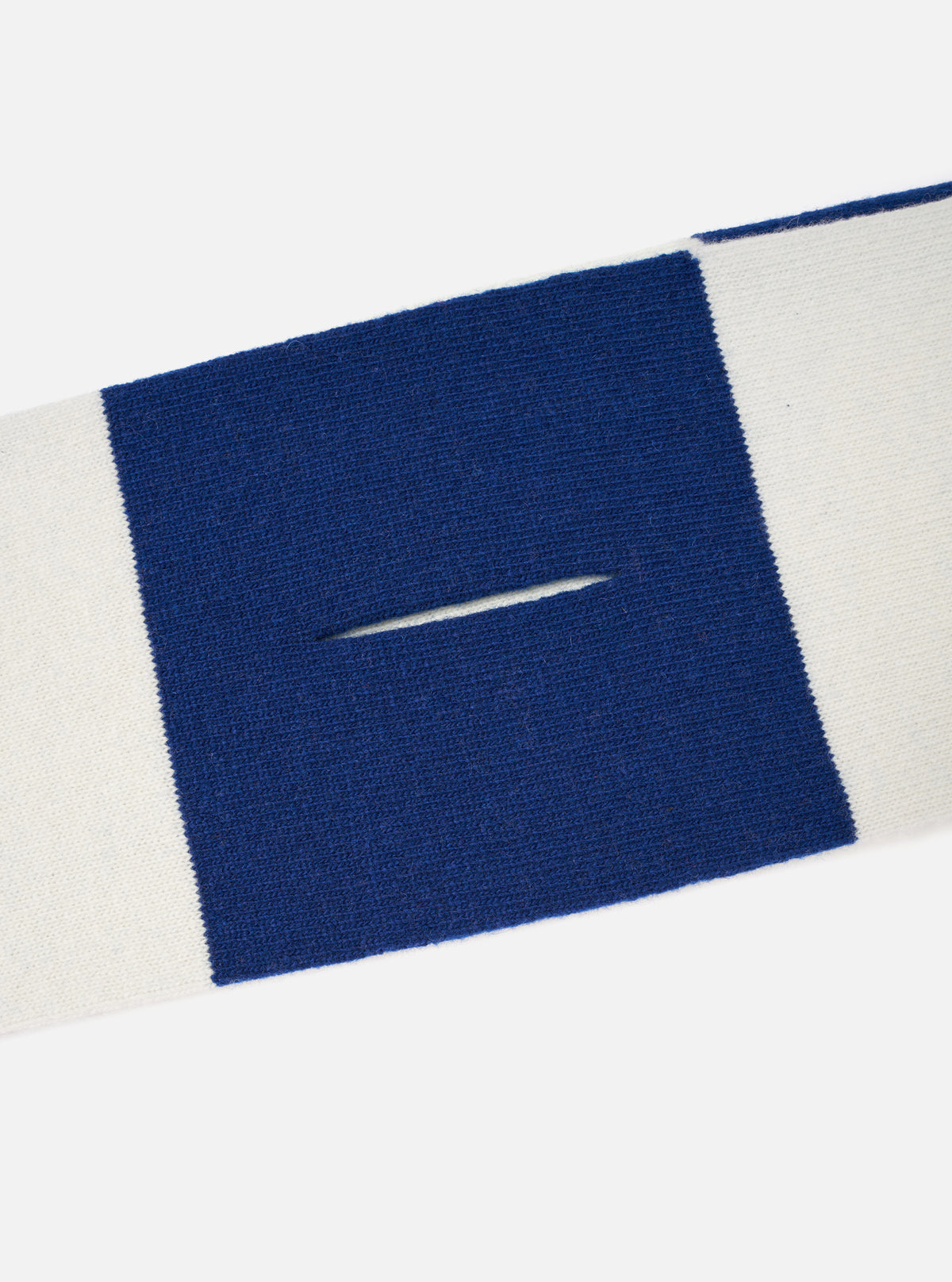Ecru/Blue Soft Wool Deluxe Football Scarf