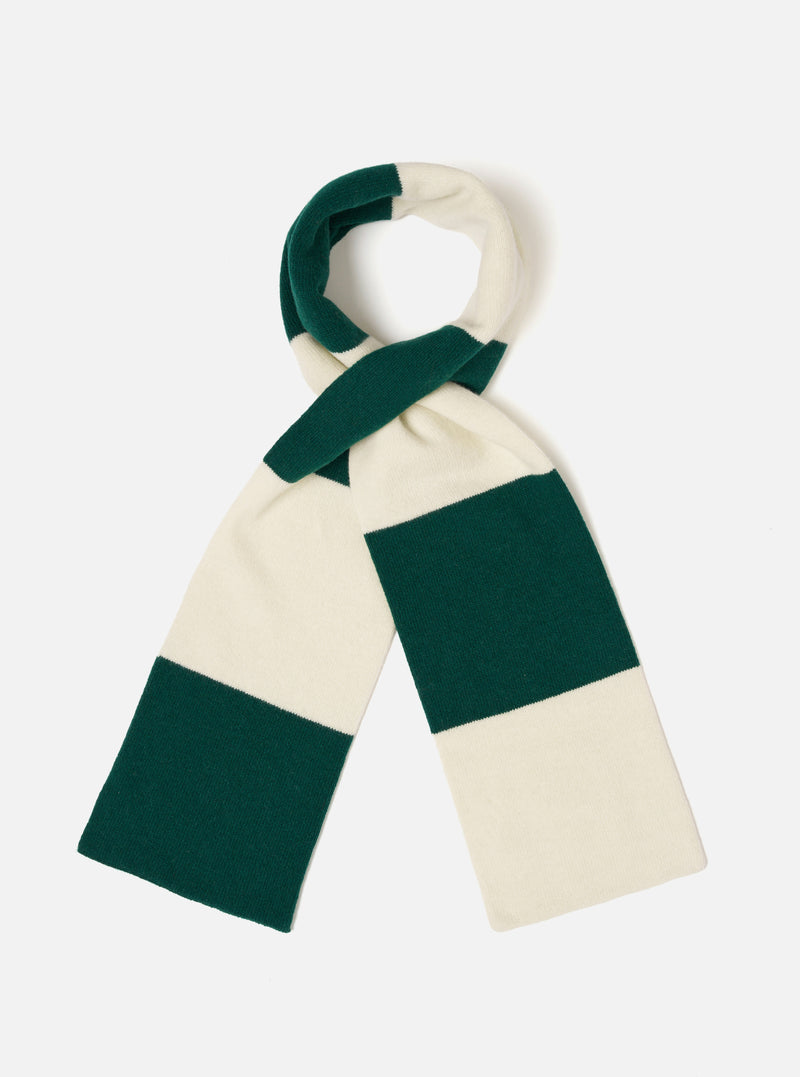 Ecru/Green Soft Wool Deluxe Football Scarf