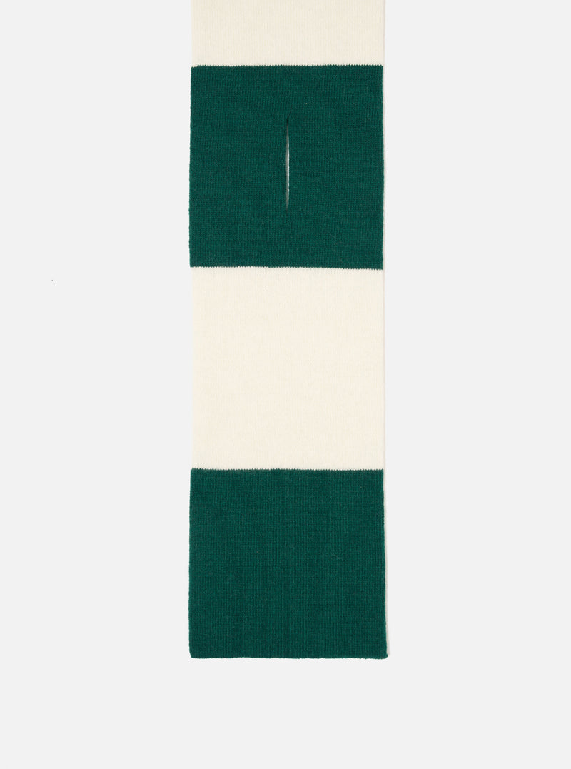 Ecru/Green Soft Wool Deluxe Football Scarf