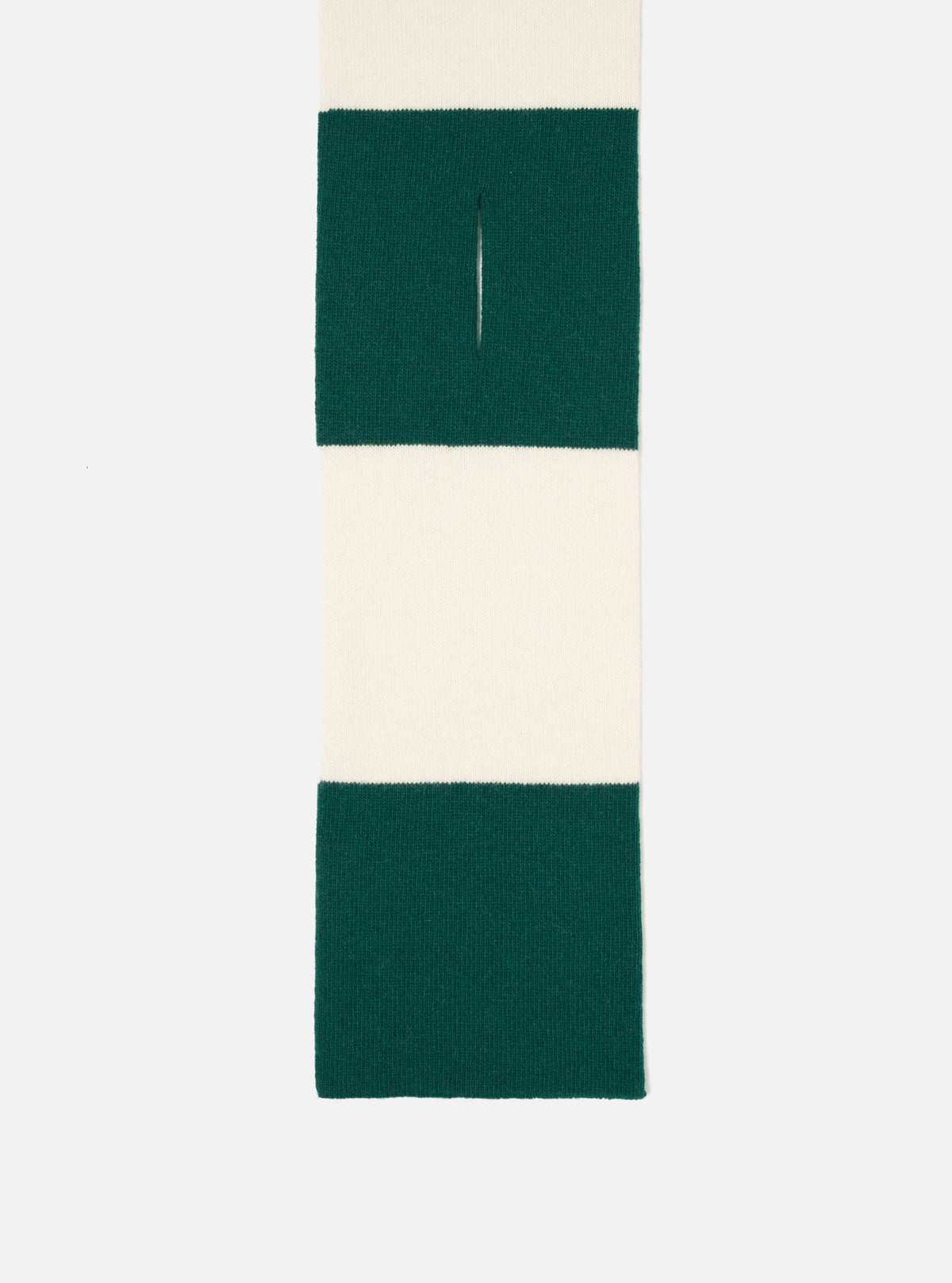 Ecru/Green Soft Wool Deluxe Football Scarf