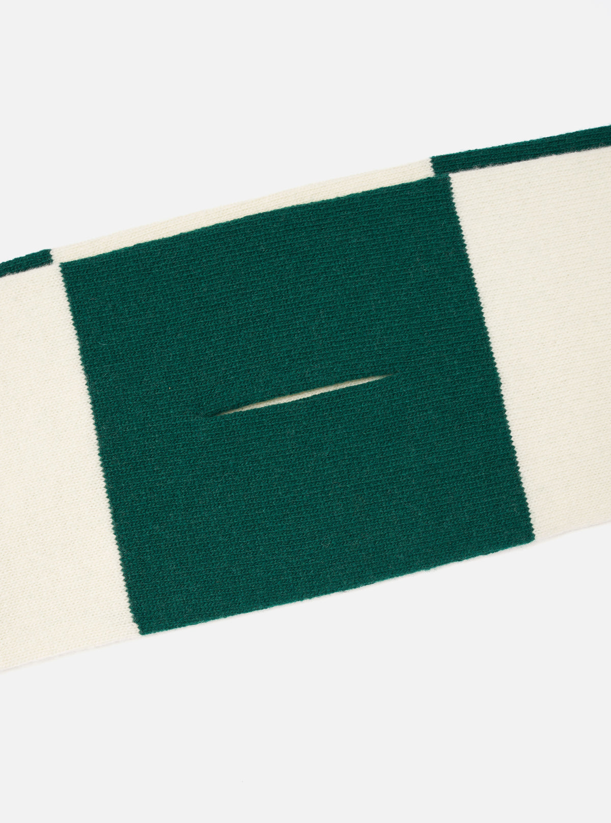 Ecru/Green Soft Wool Deluxe Football Scarf