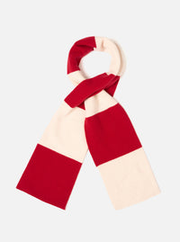 Ecru/Red Soft Wool Deluxe Football Scarf