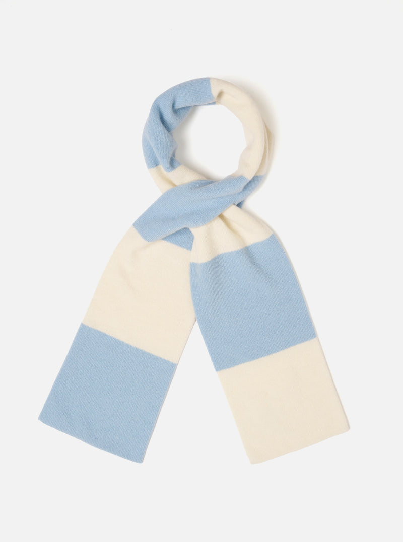 Ecru/Sky Soft Wool Deluxe Football Scarf