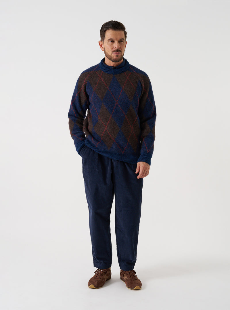 Dark Navy Cord Pleated Track Pant