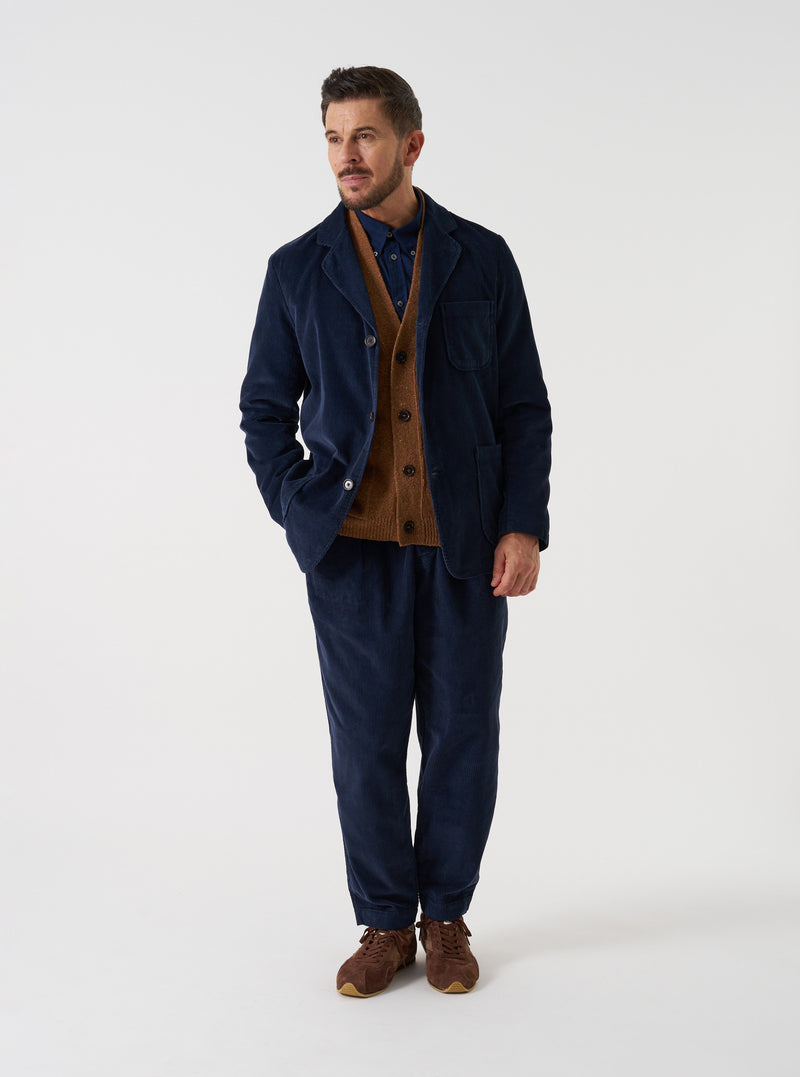 Dark Navy Cord Three Button Jacket