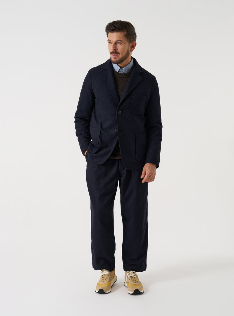 Dark Navy Dublin Wool Mix Oxford Pant