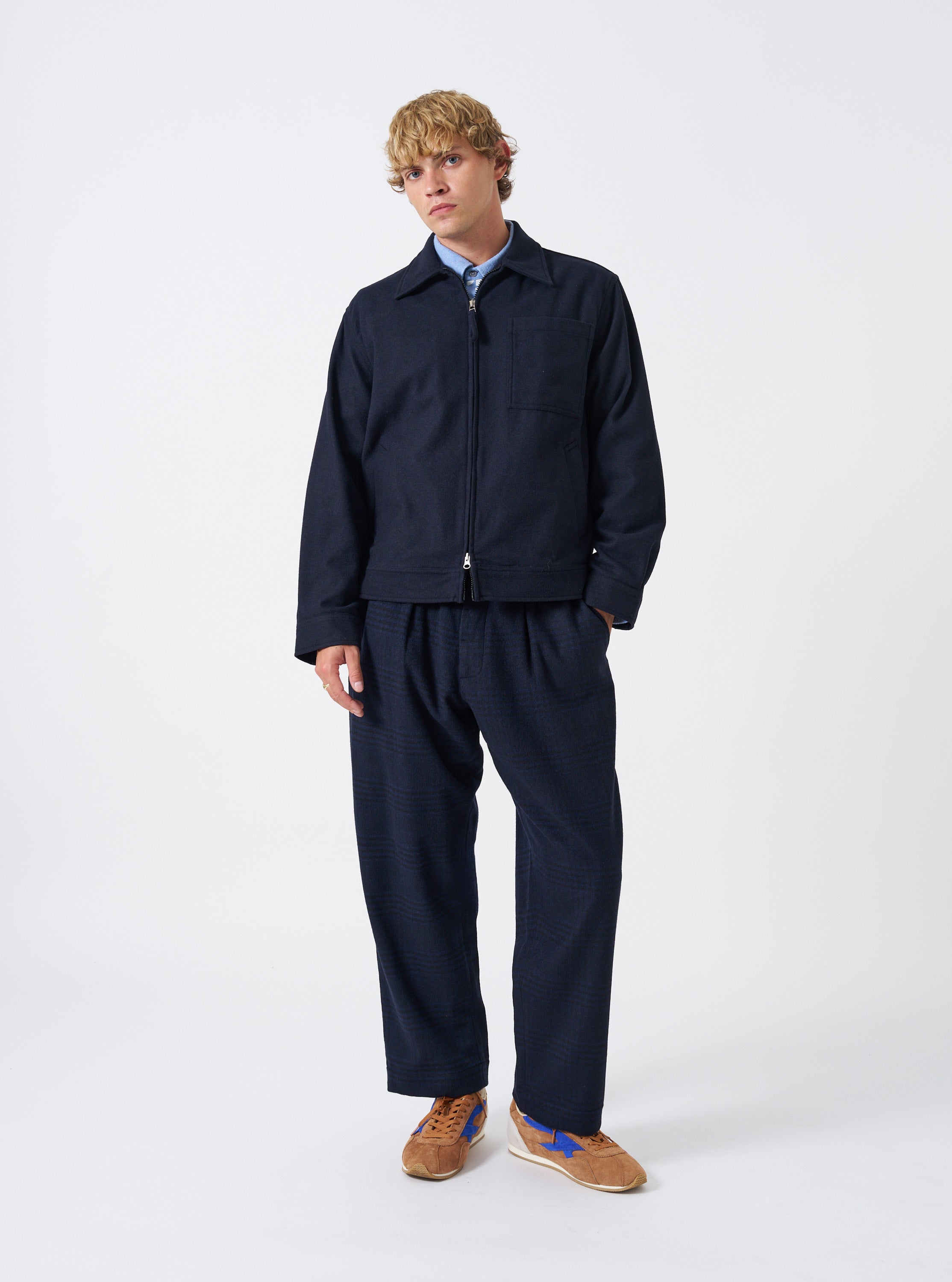 Men's Dark Navy Dublin Wool Mix Rose Bowl Jacket – Universal Works