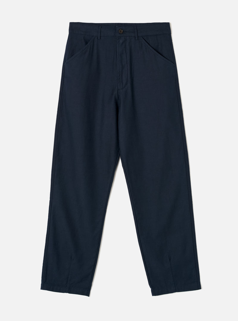 Navy Slub Sateen Utility Pant