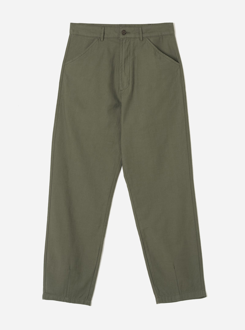 Olive Slub Sateen Utility Pant