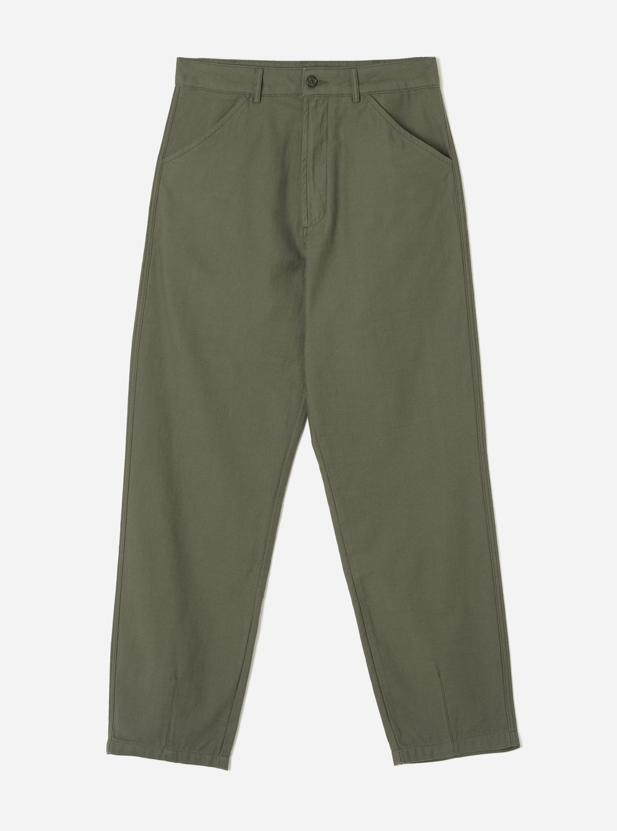 Olive Slub Sateen Utility Pant