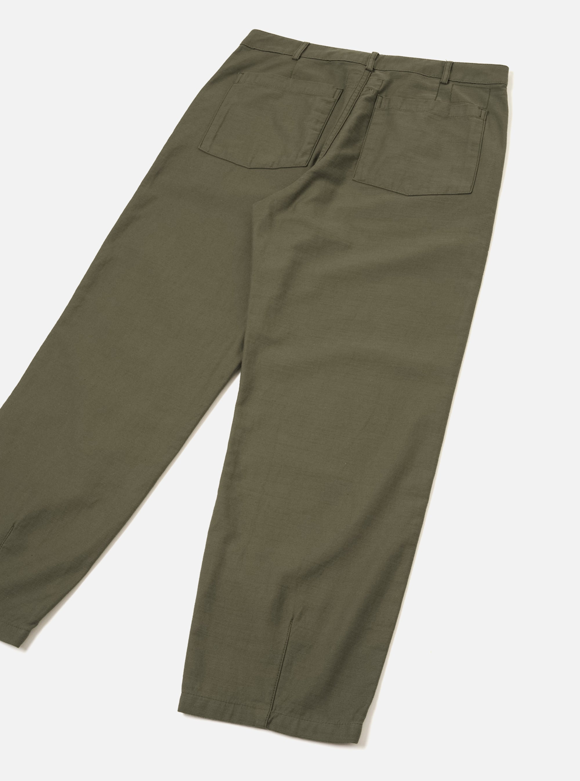 Olive Slub Sateen Utility Pant
