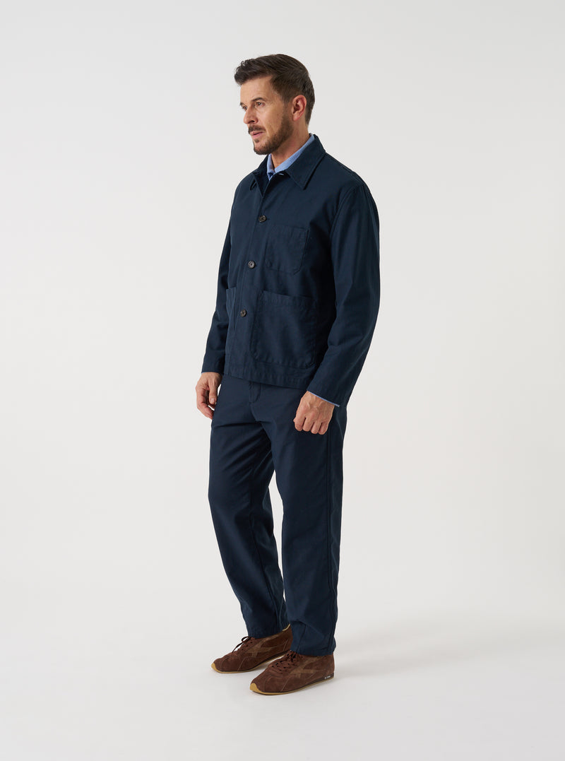 Navy Slub Sateen Ives Jacket