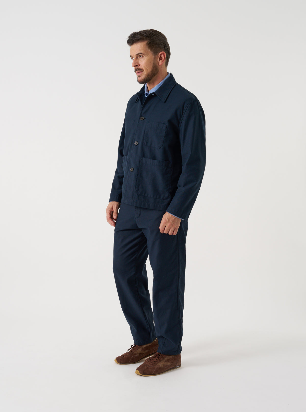 Navy Slub Sateen Ives Jacket