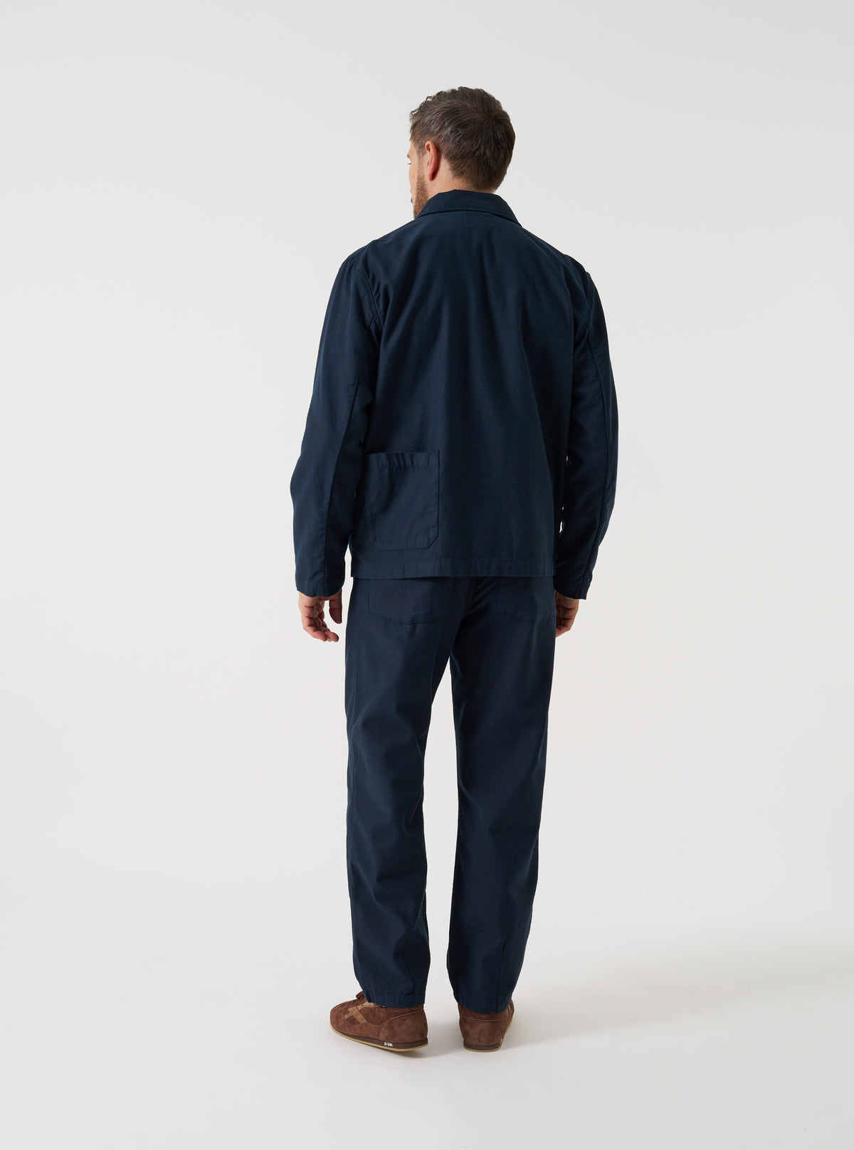 Navy Slub Sateen Ives Jacket