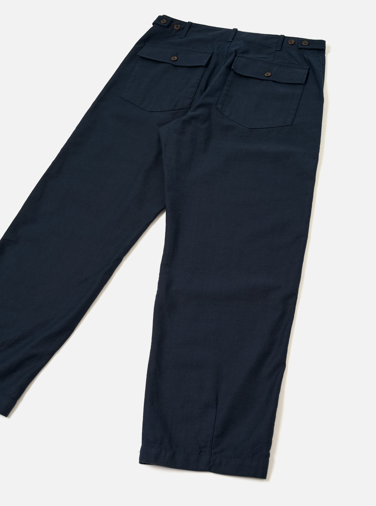 Navy Slub Sateen Loose Fatigue Pant