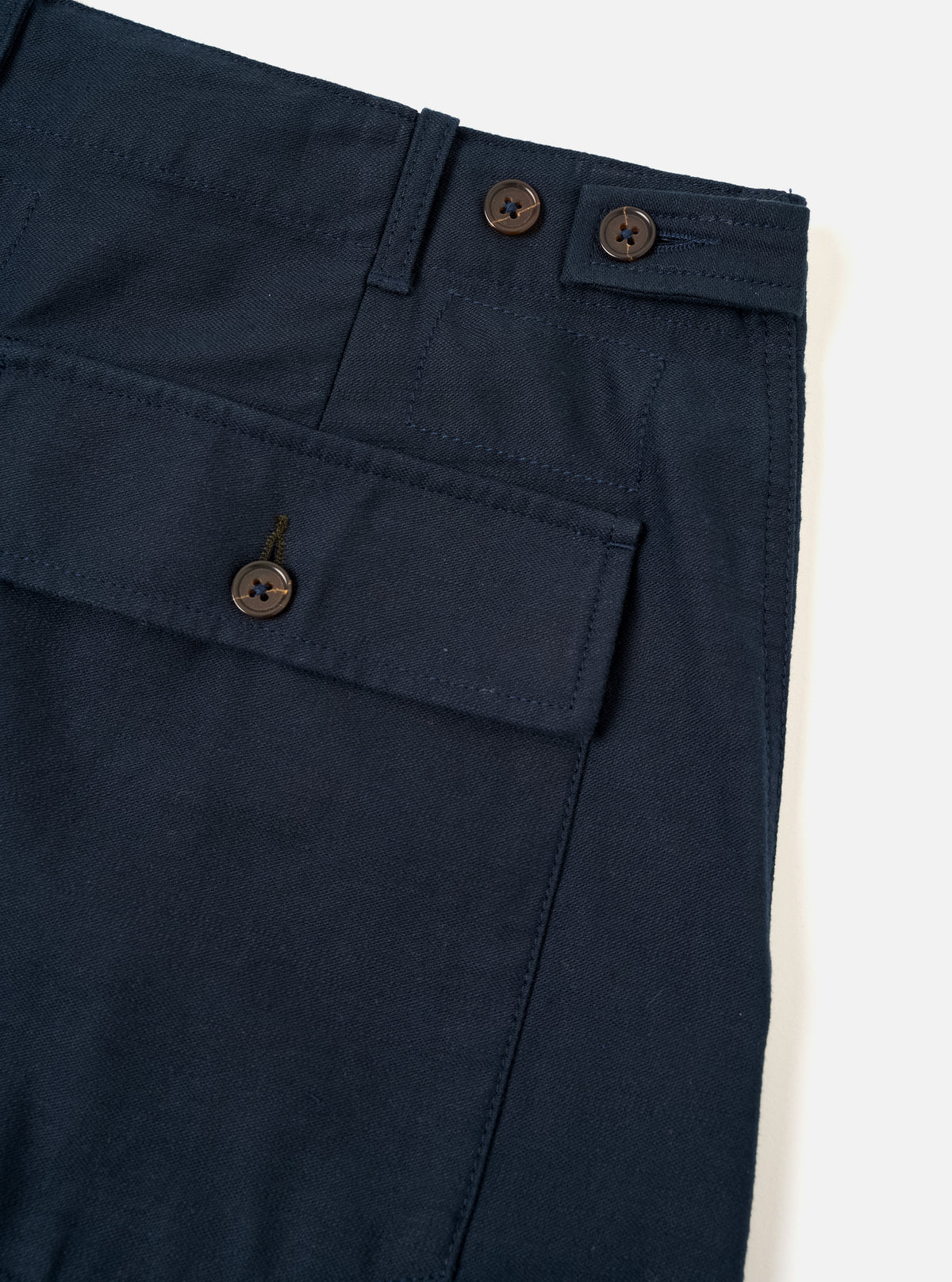 Navy Slub Sateen Loose Fatigue Pant