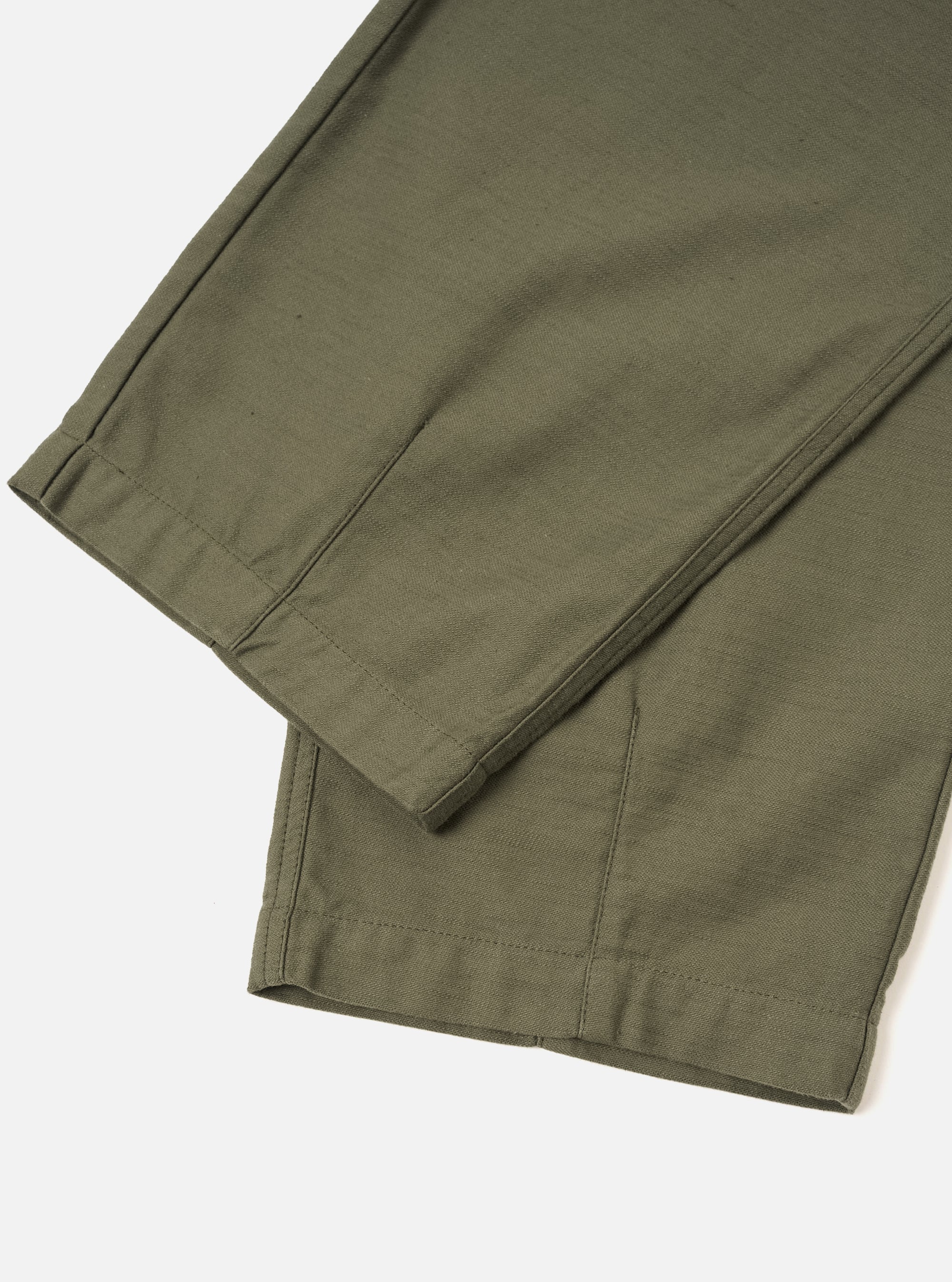 Olive Slub Sateen Loose Fatigue Pant