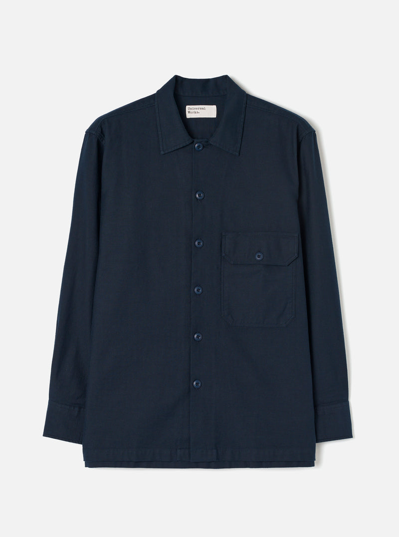 Navy Slub Sateen Fatigue Shirt