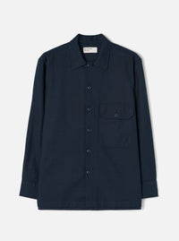 Navy Slub Sateen Fatigue Shirt