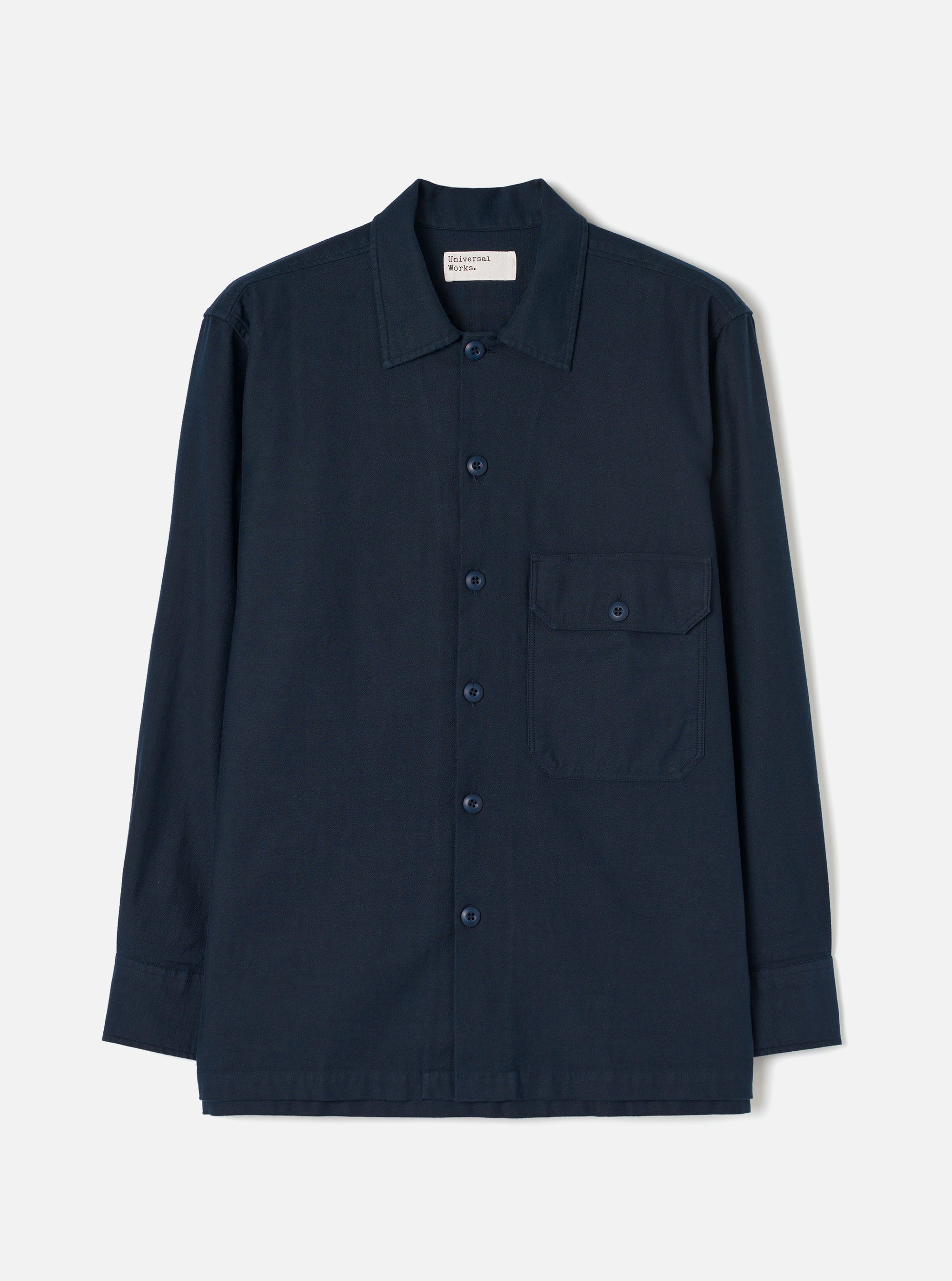 Navy Slub Sateen Fatigue Shirt