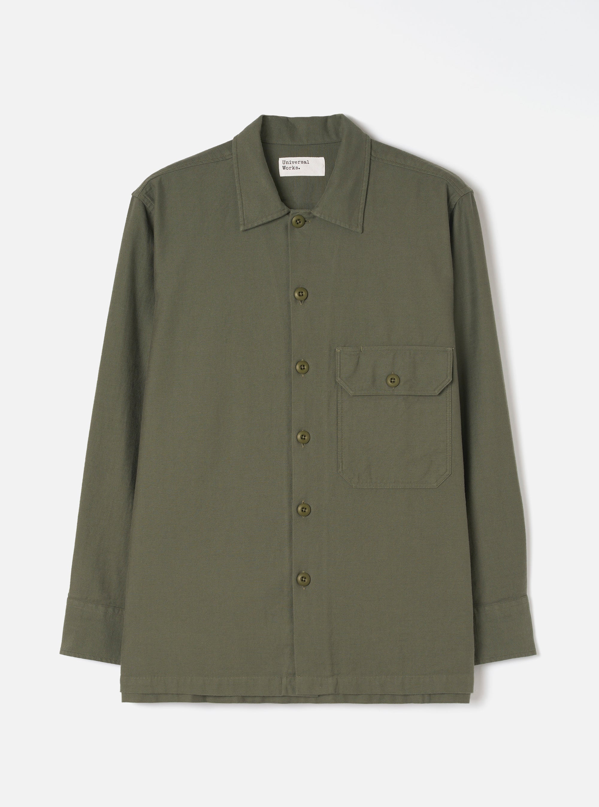Olive Slub Sateen Fatigue Shirt