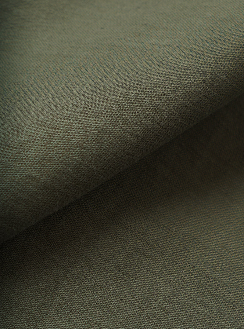 Olive Slub Sateen Fatigue Shirt
