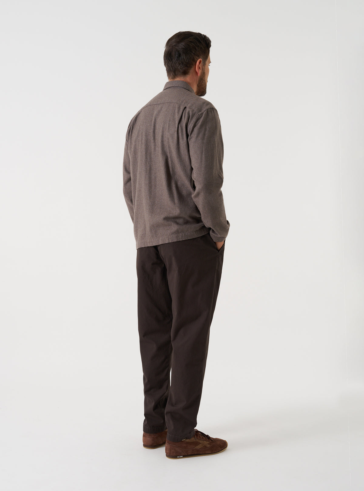 Brown Monty Cotton Tencel Zip Shirt