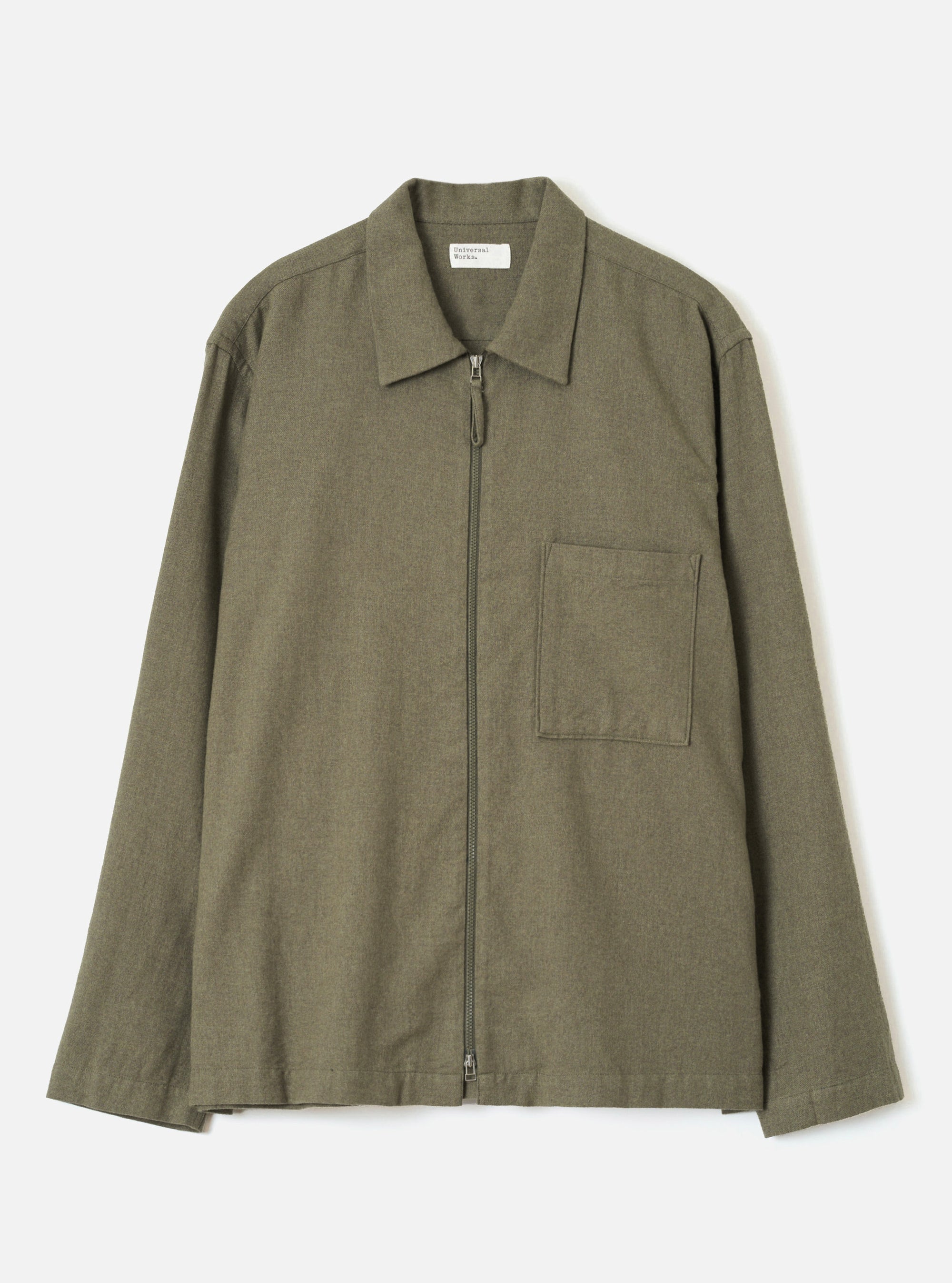 Olive Monty Cotton Tencel Zip Shirt