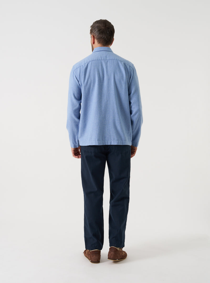 Sky Blue Monty Cotton Tencel Zip Shirt
