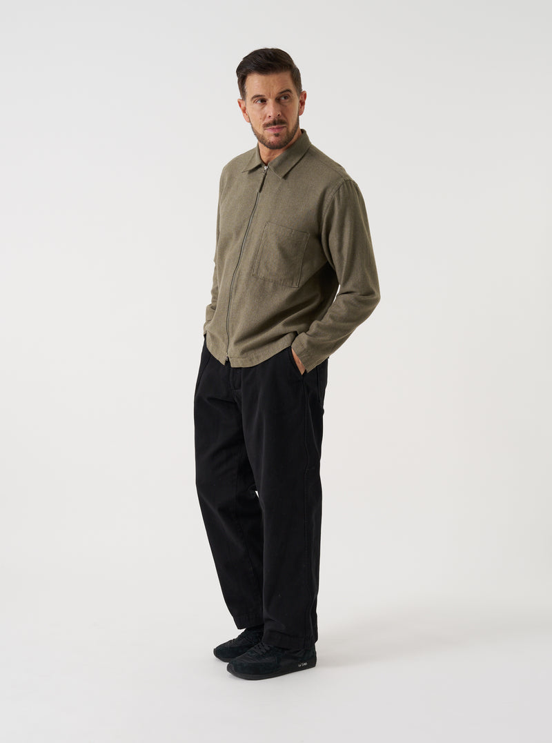 Olive Monty Cotton Tencel Zip Shirt