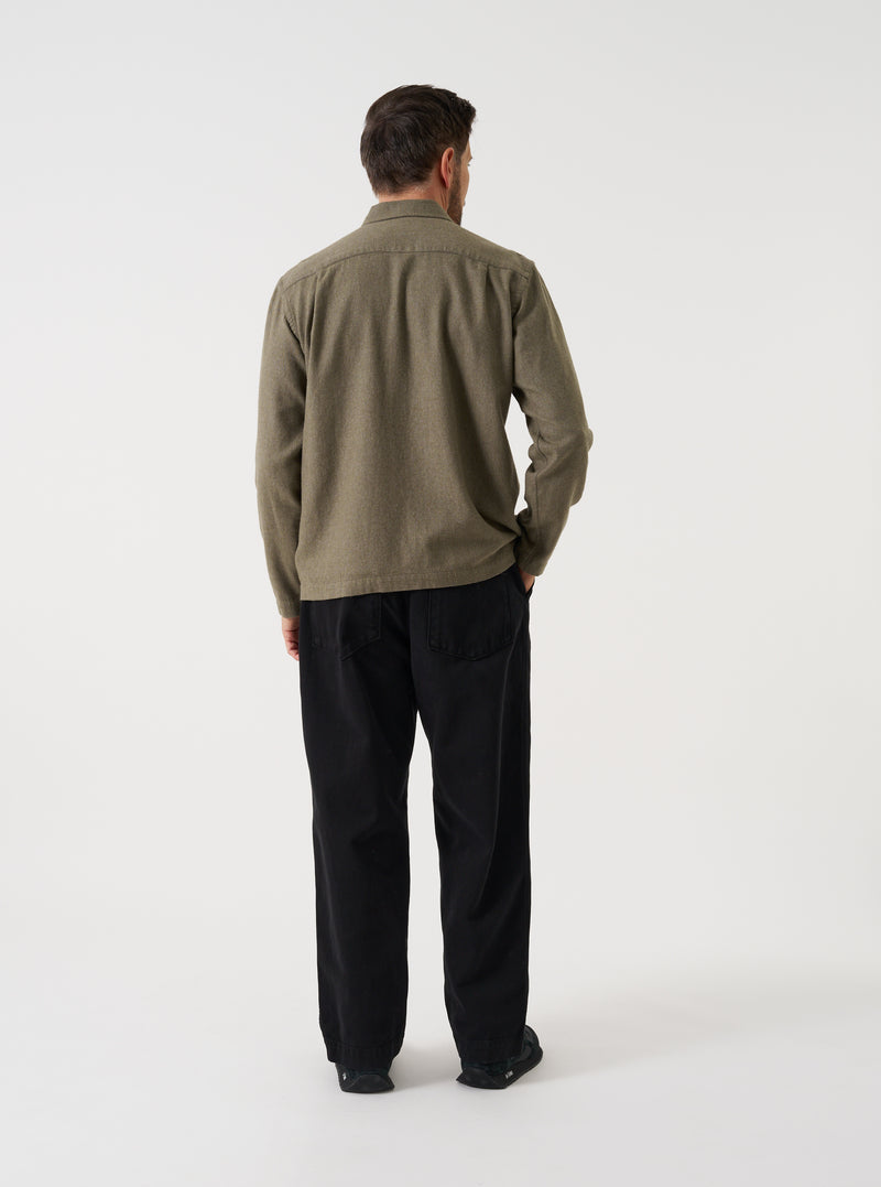 Olive Monty Cotton Tencel Zip Shirt
