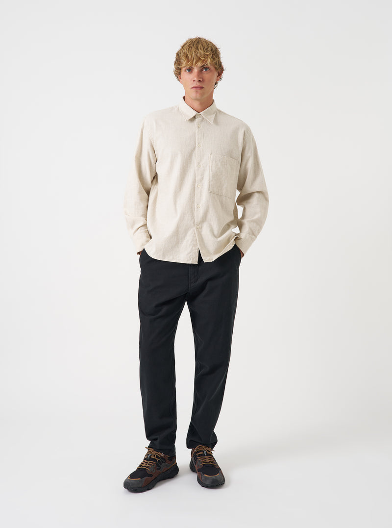 Ecru Brushed Flannel Square Pocket Shirt