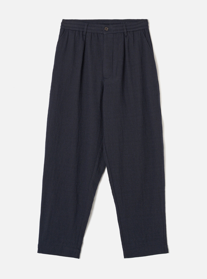 Dark Navy Robin Wool Mix Pleated Track Pant