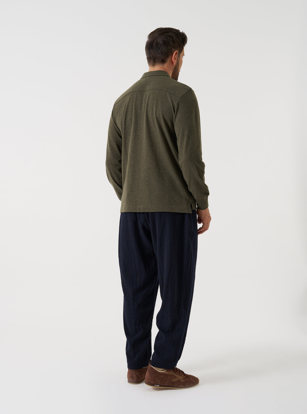 Dark Navy Robin Wool Mix Pleated Track Pant